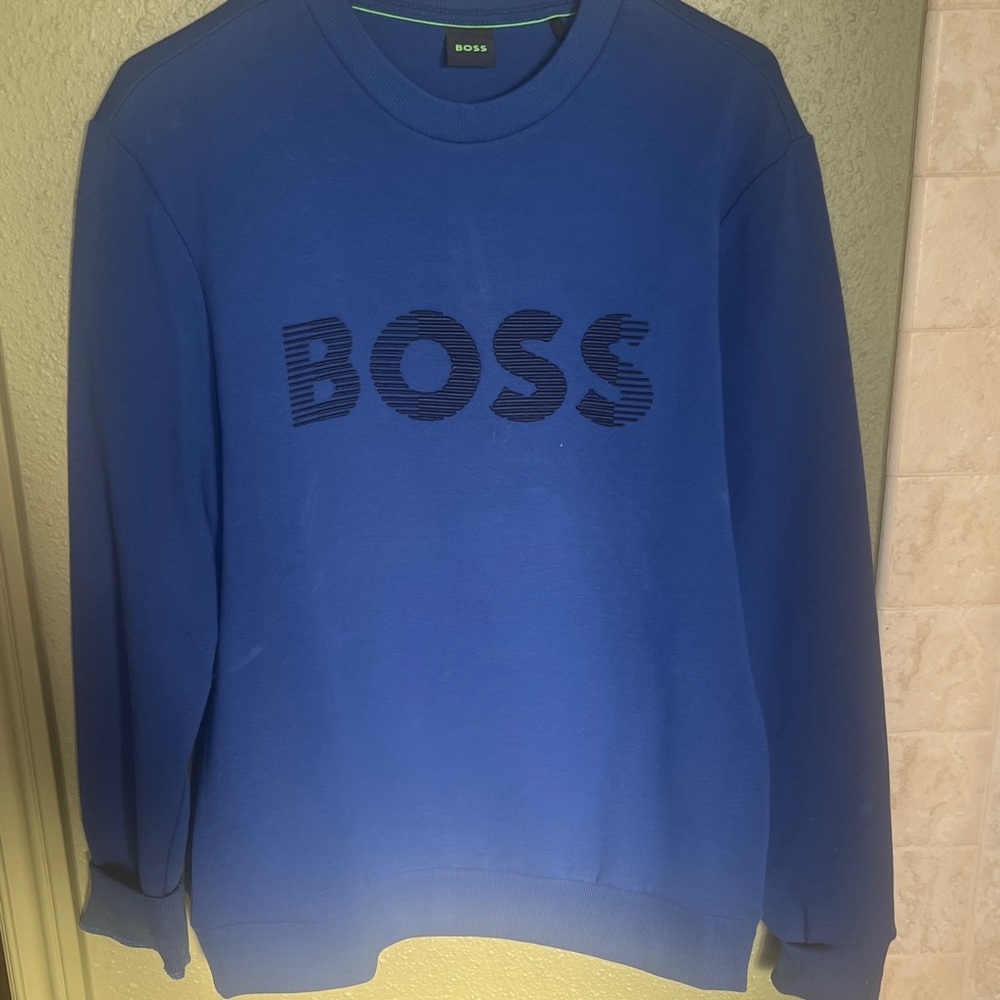 Boss Men's Vibrant Blue Crewneck Sweater